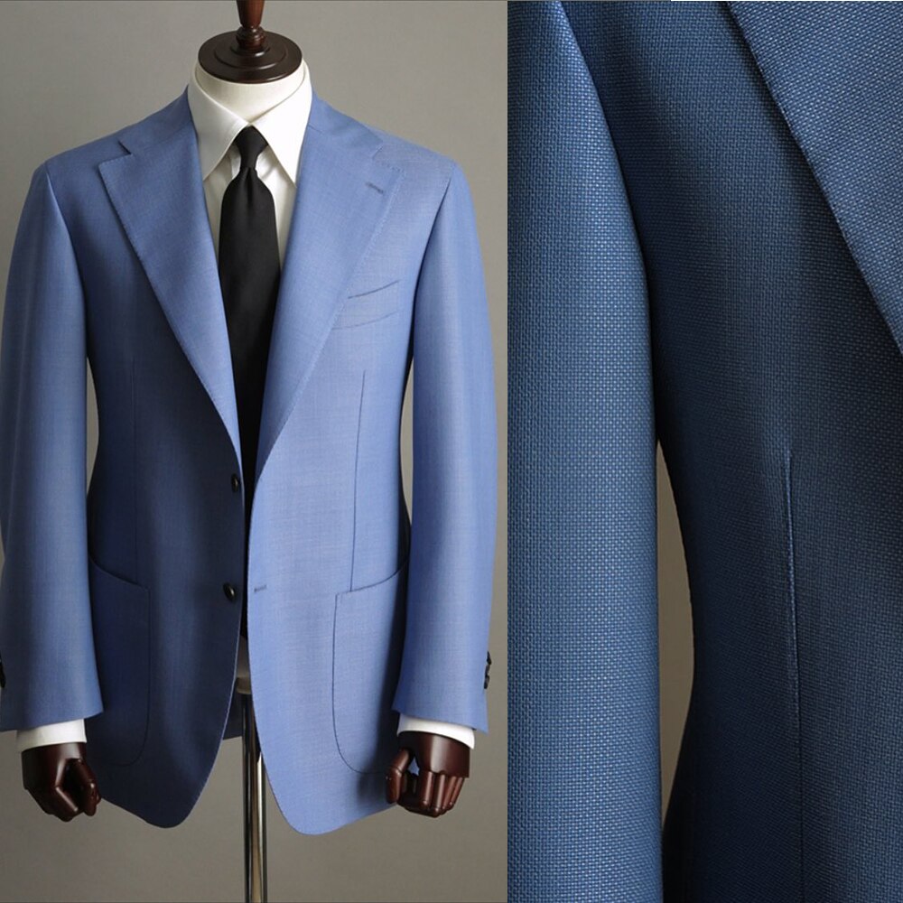 Blue Classic Men Wedding Suit Two-Pieces Coat And Pant Slim Fit Bridegroom Jacket Custom Made Party Tuxedos