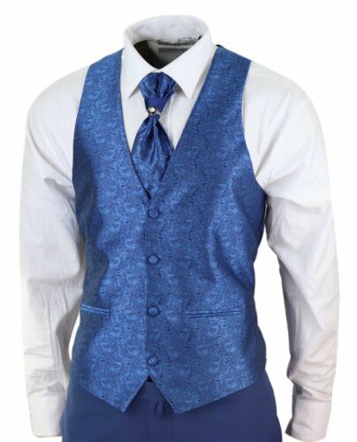 Costume classique bleu pour homme, smoking sur mesure, veste trois pièces, gilet, pantalon, costume de créateur pour occasion formelle 