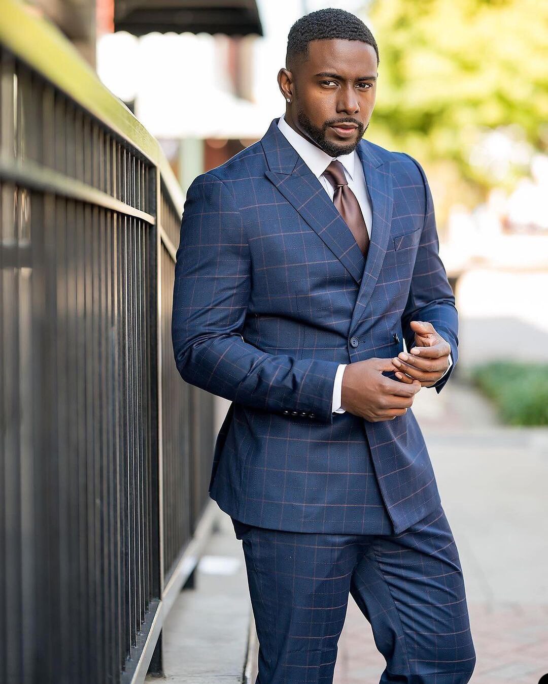 Costume homme bleu à carreaux avec veste croisée deux pièces pantalon sur mesure pour fête de mariage, occasion formelle 