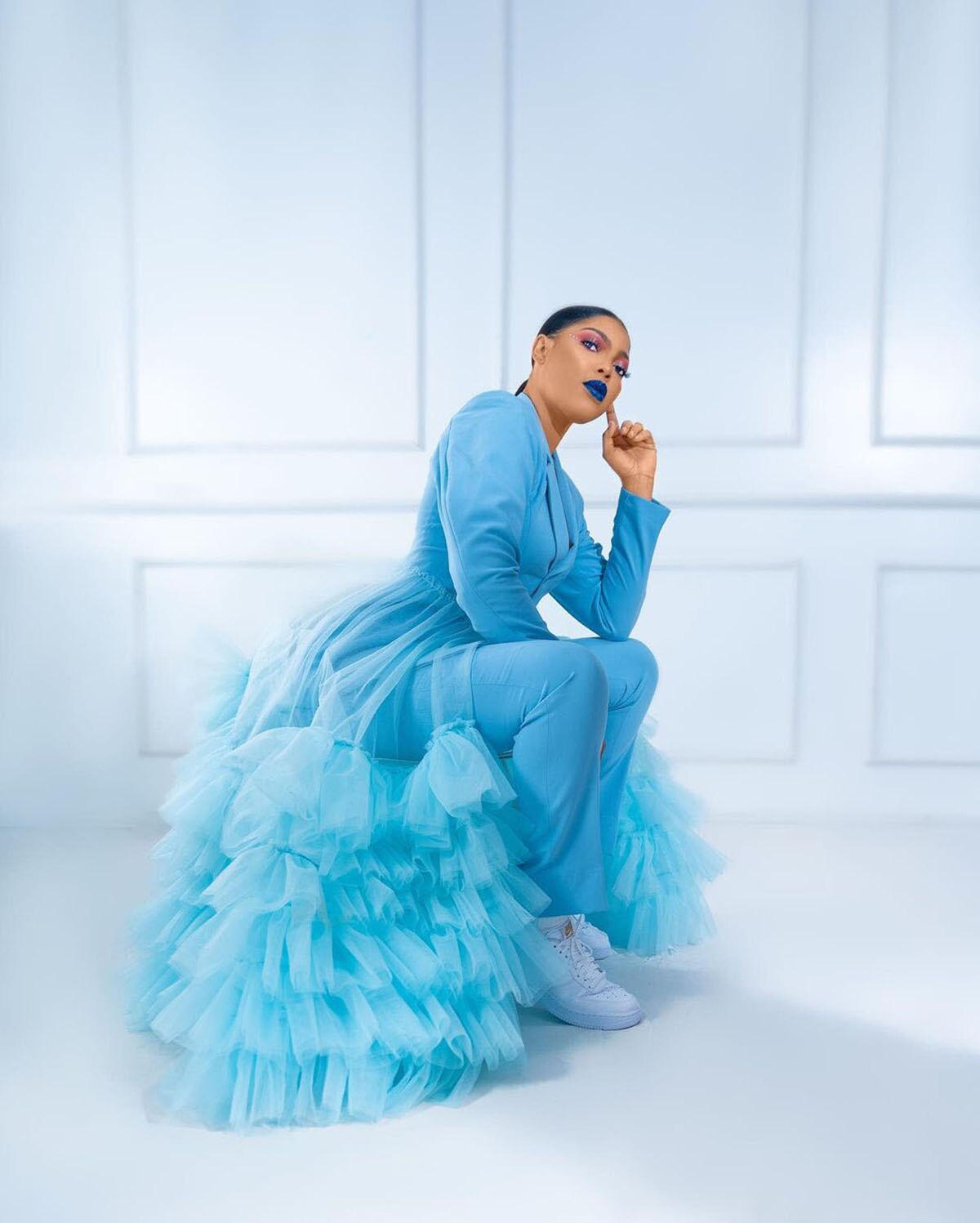 Trajes de madre de la novia azules con volantes escalonados para mujer, traje formal de noche para fiesta, trabajo, blazer de talla grande, 2 piezas 