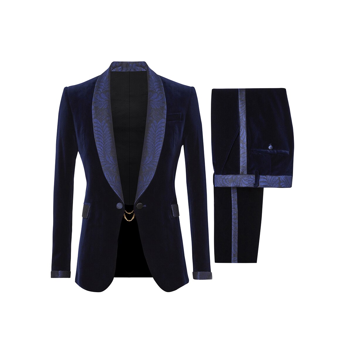 Blue Retro Court Style Wedding Men Suits Velour Slim Fit Tailor-Made Groom 3-Pieces Formal Occasions Party Singer Costume Made
