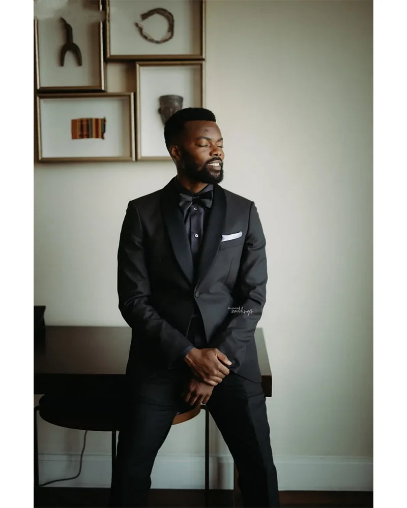 Costumes pour hommes de boutique, revers châle, un bouton, smoking de mariage, blazer sur mesure, costume formel pour homme, costumes élégants pour hommes
