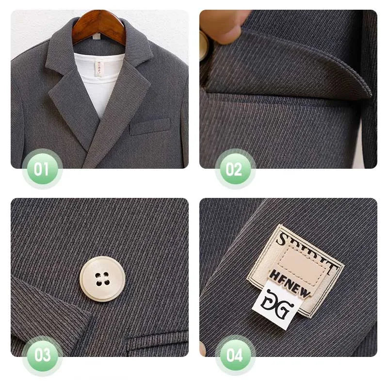 Toddler Boys Two Piece Blazer and Pants Set with Double Breasted Buttons