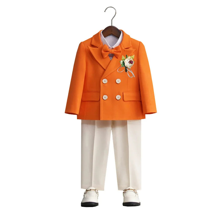 Ensemble de costume formel pour garçon, veste croisée, nœud papillon et pantalon habillé 