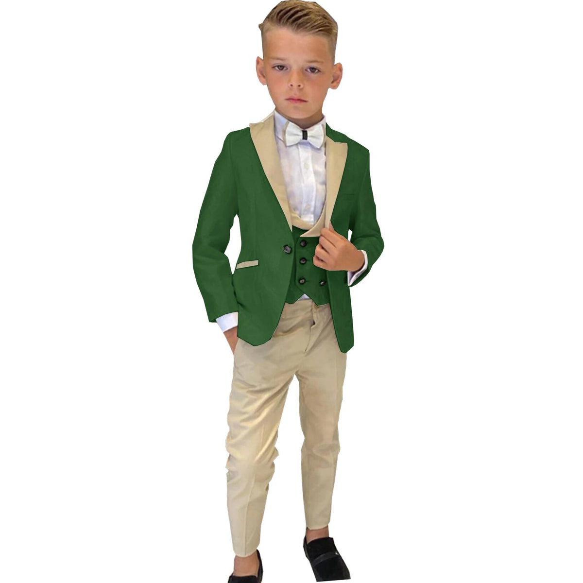 Traje de 3 piezas para niño, esmoquin de boda, chaqueta de fiesta, pantalón, chaleco, blazer para niño, conjunto de solapa puntiaguda, trajes formales personalizados para niño 