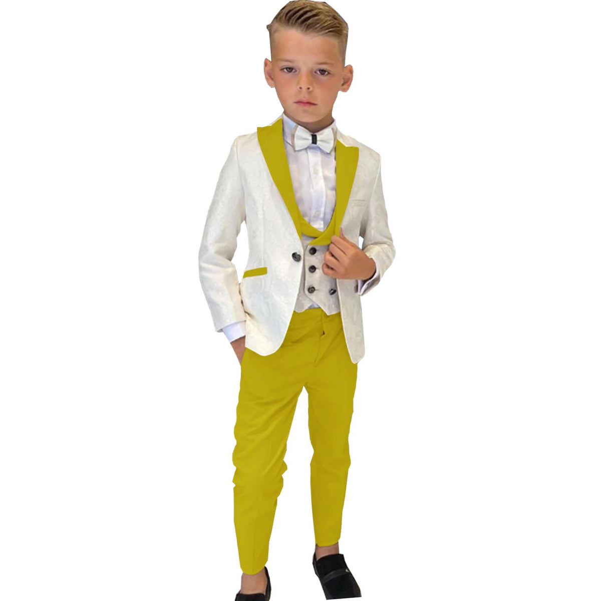 Traje de 3 piezas para niño, esmoquin de boda, chaqueta de fiesta, pantalón, chaleco, blazer para niño, conjunto de solapa puntiaguda, trajes formales personalizados para niño 