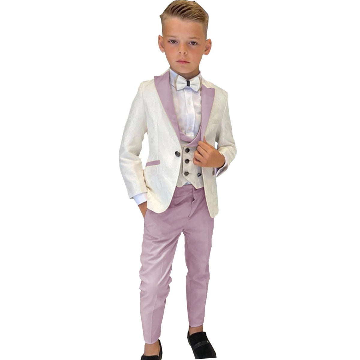 Traje de 3 piezas para niño, esmoquin de boda, chaqueta de fiesta, pantalón, chaleco, blazer para niño, conjunto de solapa puntiaguda, trajes formales personalizados para niño 