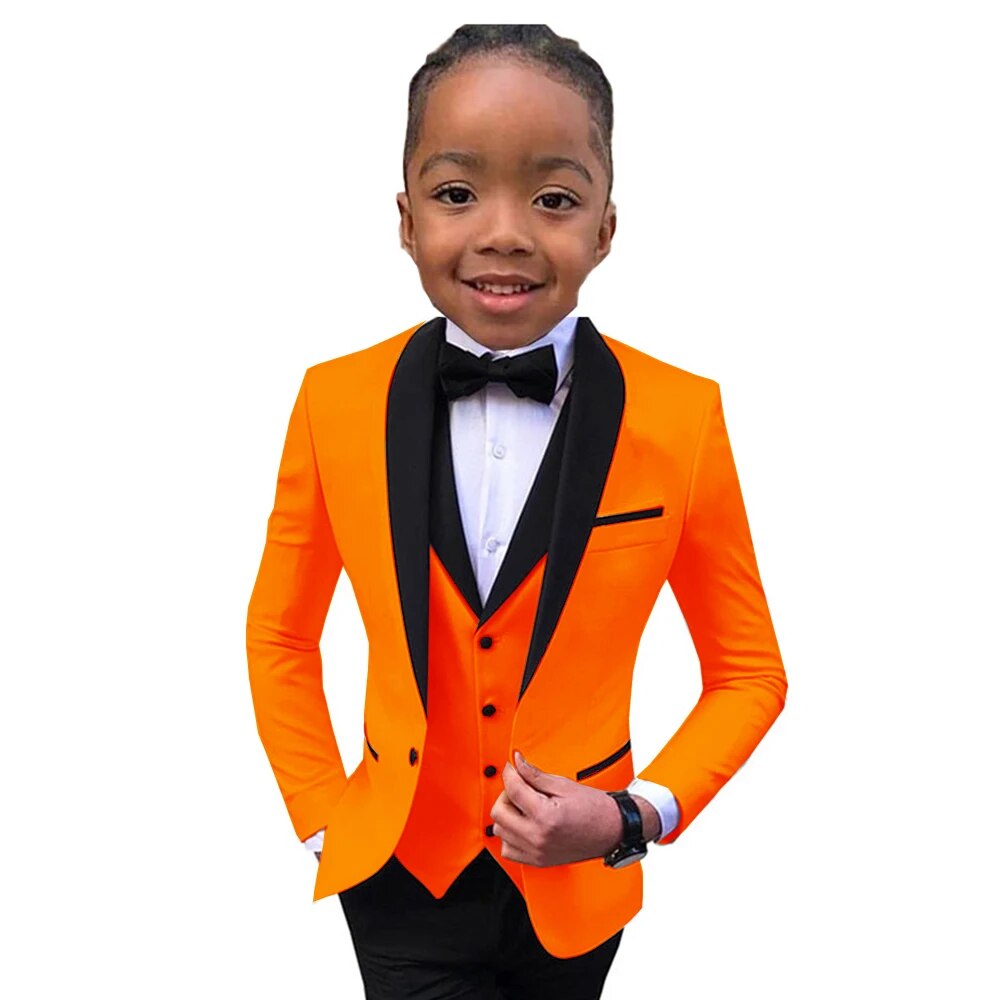 Boys Suit Wedding Tuxedo 3 Piece Shawl Collar Jacket Pants Vest Child Formal Blazer Set Slim Fit Outfit Costume Garcon