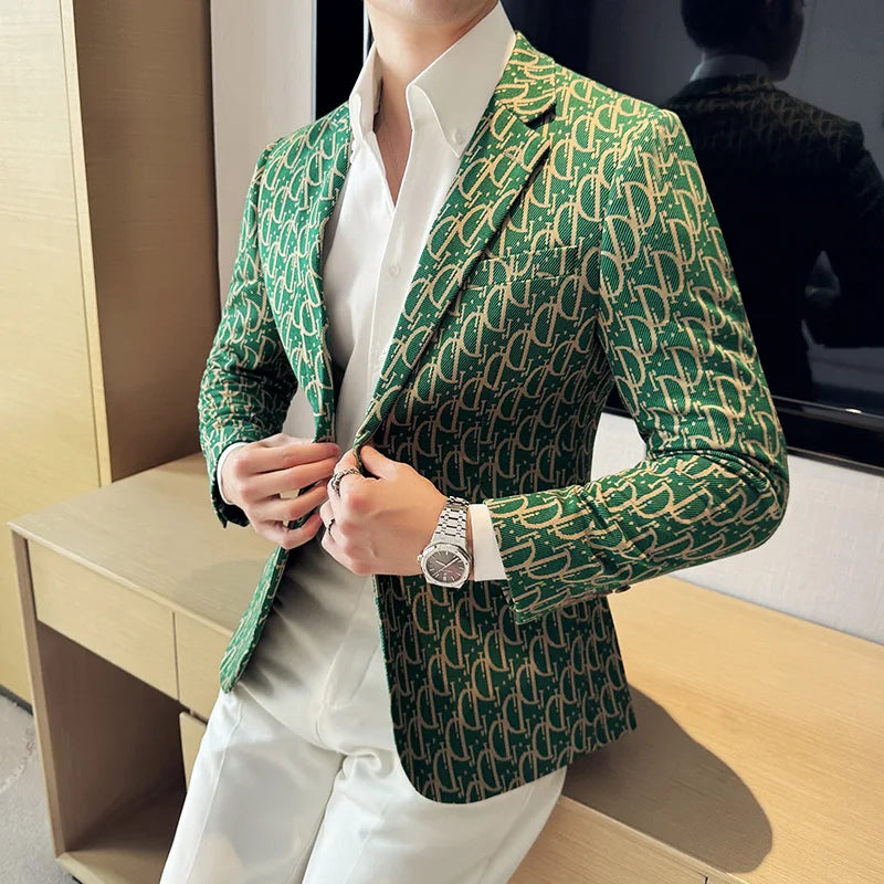 Business Printed Suit Jackets Male High Quality Slim Fit Blazers Casual Wedding Groom Tuxedo Man Suit Coat