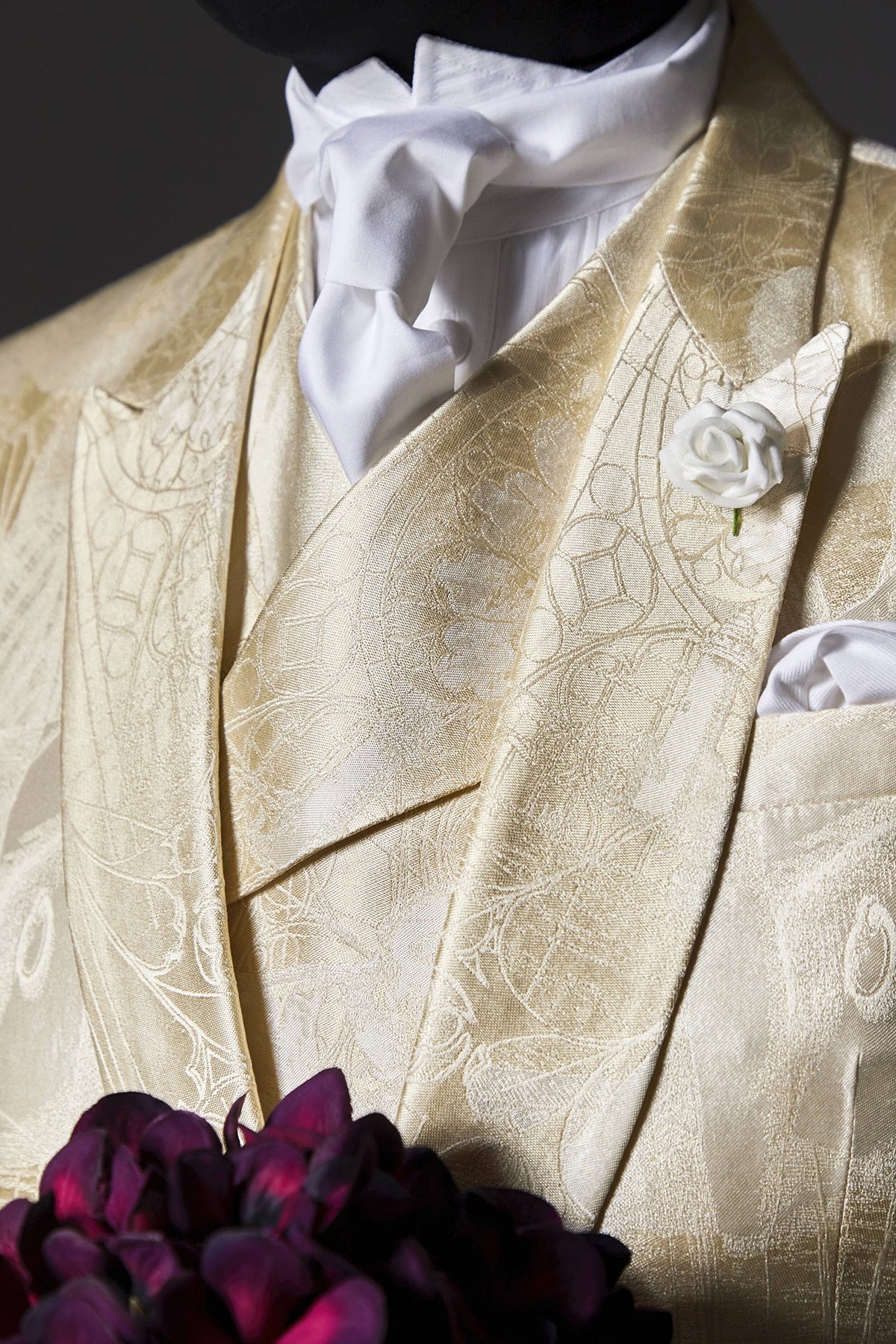 Traje de boda para hombre en jacquard brillante, nuevo traje de caballero a medida, de 2 piezas, abrigo y chaleco ajustados, traje formal para ocasiones especiales. 