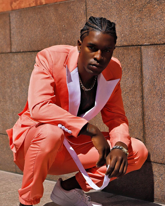 Bright Orange men Suit Belt Tailor-Made Two-Pieces Jacket Pants Designer Unique Formal Occasion Costume Made