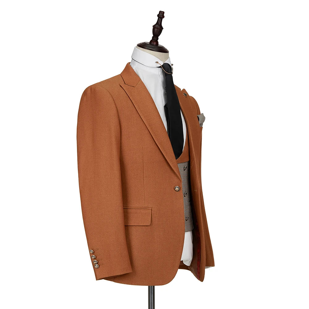 Costume britannique pour homme, costume à revers pointu, pour mariage, bal, marié, smoking, blazer, coupe slim, 3 pièces 