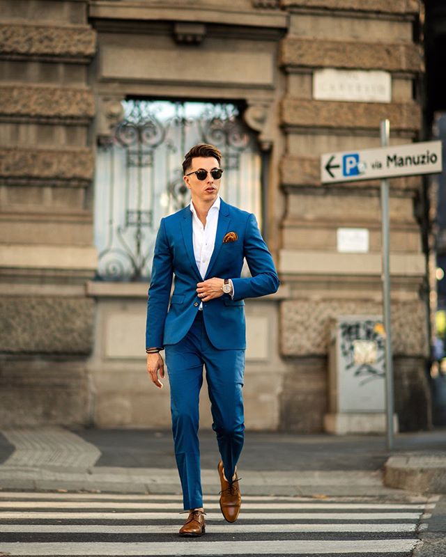 British Men Suits 2 Piece Blue Peaky Blinder Suit Slim Fit Suit Business Jacket Pants Custom Wedding Tuxedos