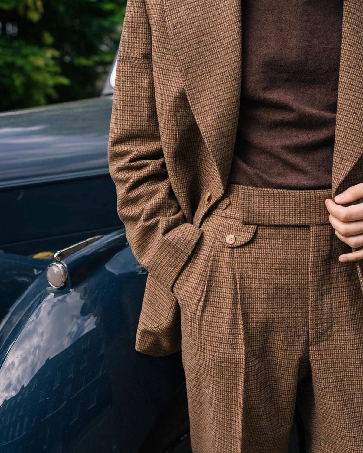 Trajes marrones para hombre, a medida, 2 piezas, blazer, pantalón, botonadura sencilla, solapa ancha, cuadros, rayas, para negocios, boda, talla grande, a medida.