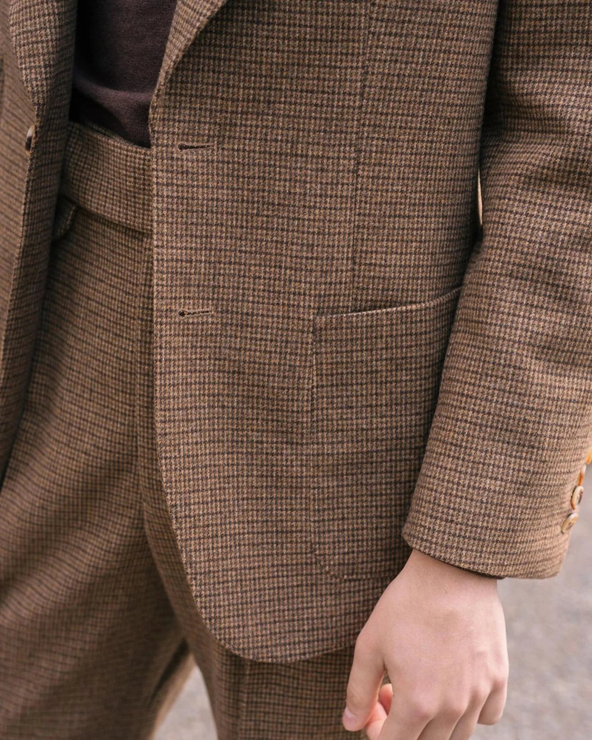Trajes marrones para hombre, a medida, 2 piezas, blazer, pantalón, botonadura sencilla, solapa ancha, cuadros, rayas, para negocios, boda, talla grande, a medida.