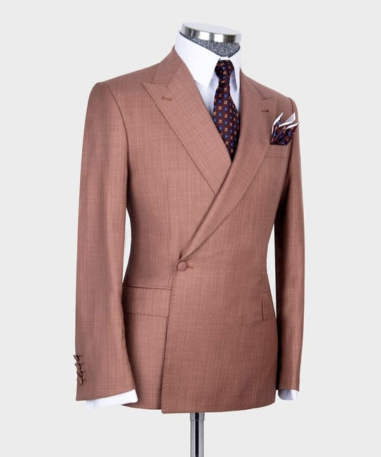 Brown Peaked Lapel Men Suits 1Button Groom Prom Tuxedo Terno Blazer Trousers For Wedding Wear 2Pcs Jacket Pants Outfit