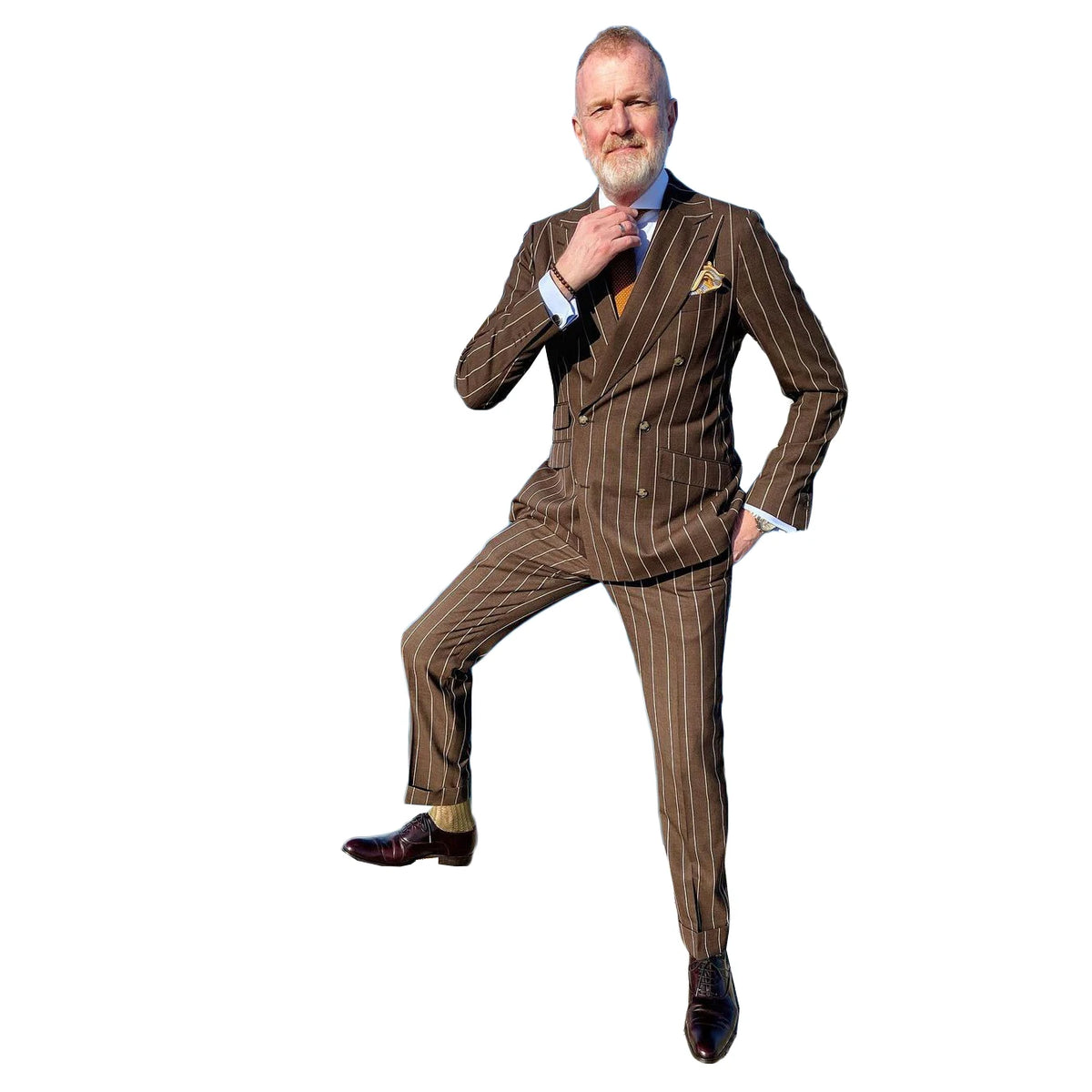 Esmoquin de boda a rayas marrones, talla grande, para hombre, traje de pantalón, para fiesta de graduación (chaqueta y pantalón)