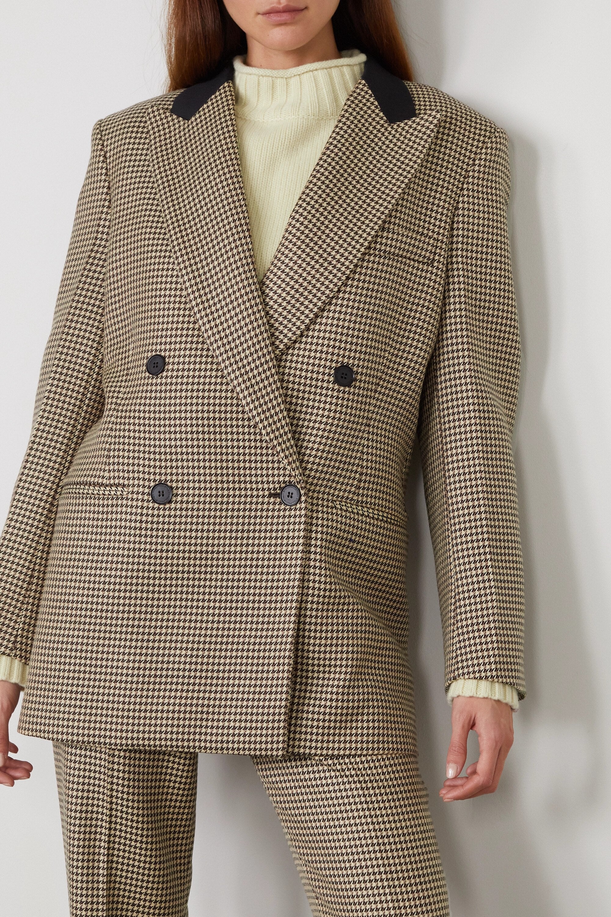 Brown Wool Women Jacket Suits Winter Ladies Check Thick Outfit Prom Evening Guest Wedding Wear Two Pieces Custom Made