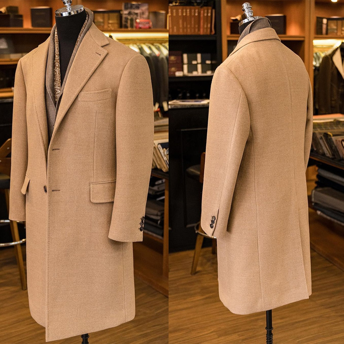 Costume homme en laine marron, pardessus en laine, simple boutonnage, revers pointus, mode, moderne, chaud, formel, affaires, mariage, décontracté, bal, quotidien 