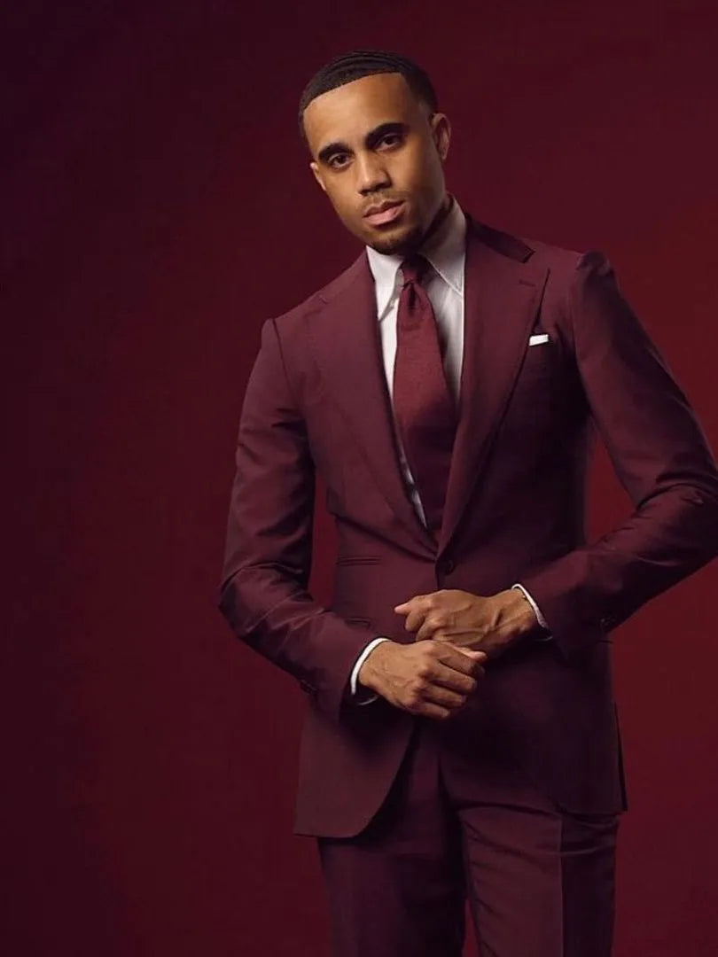 Burfundy Costume formel décontracté pour mariage, ensemble 2 pièces veste et pantalon, blazer, manteau, pantalon, robe slim 
