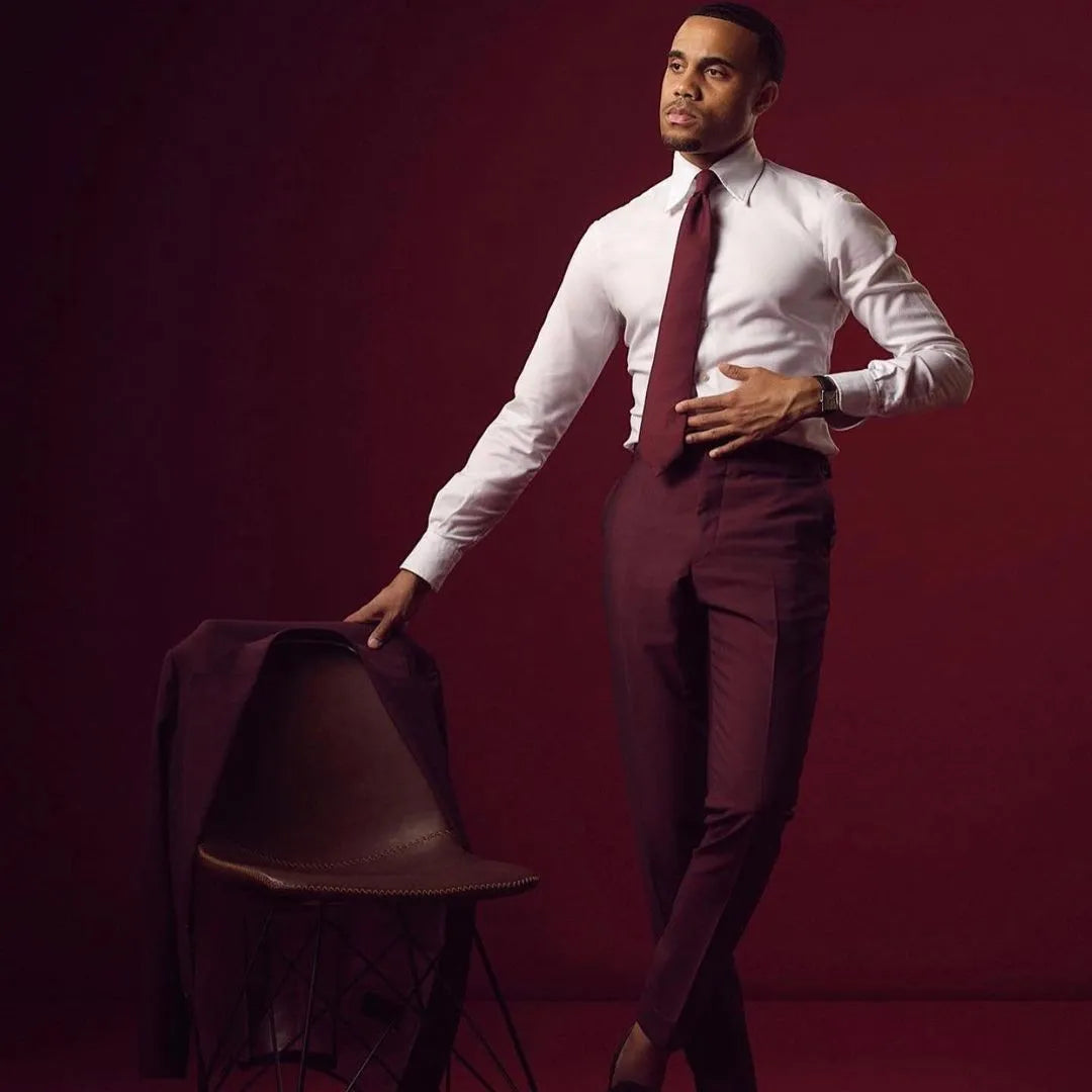 Burfundy Costume formel décontracté pour mariage, ensemble 2 pièces veste et pantalon, blazer, manteau, pantalon, robe slim 
