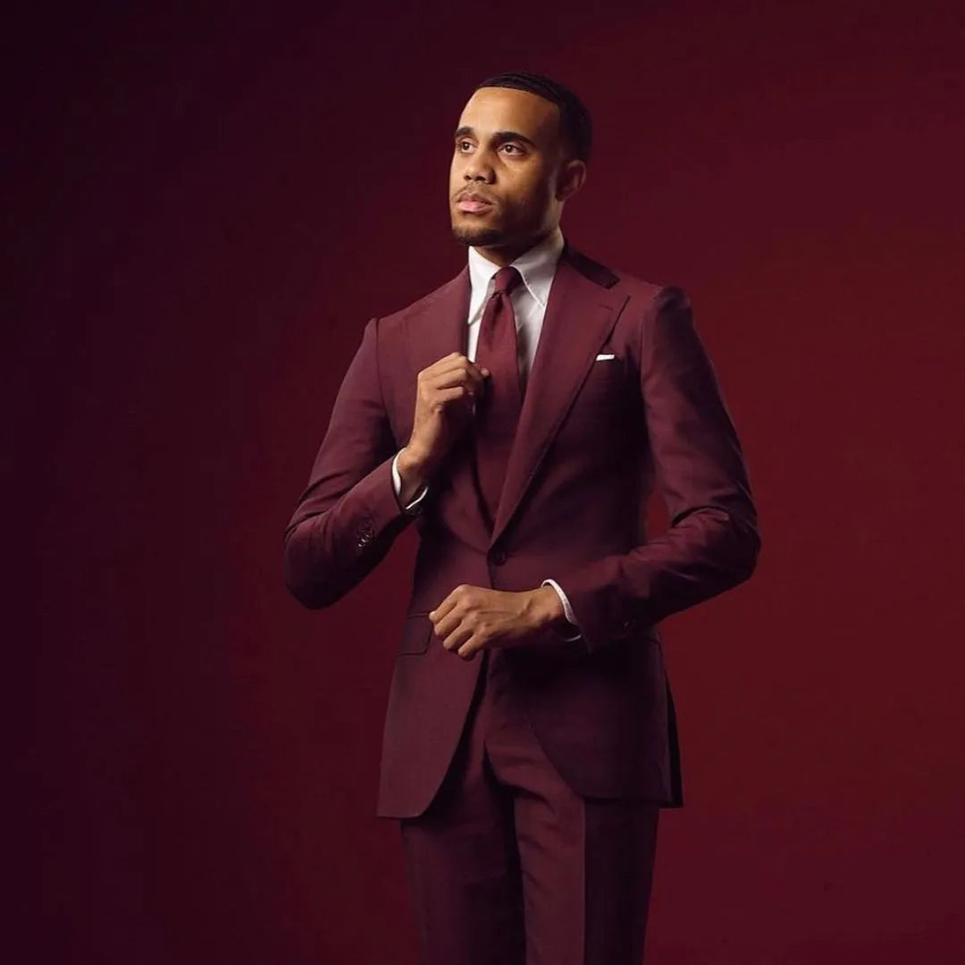 Burfundy Costume formel décontracté pour mariage, ensemble 2 pièces veste et pantalon, blazer, manteau, pantalon, robe slim 