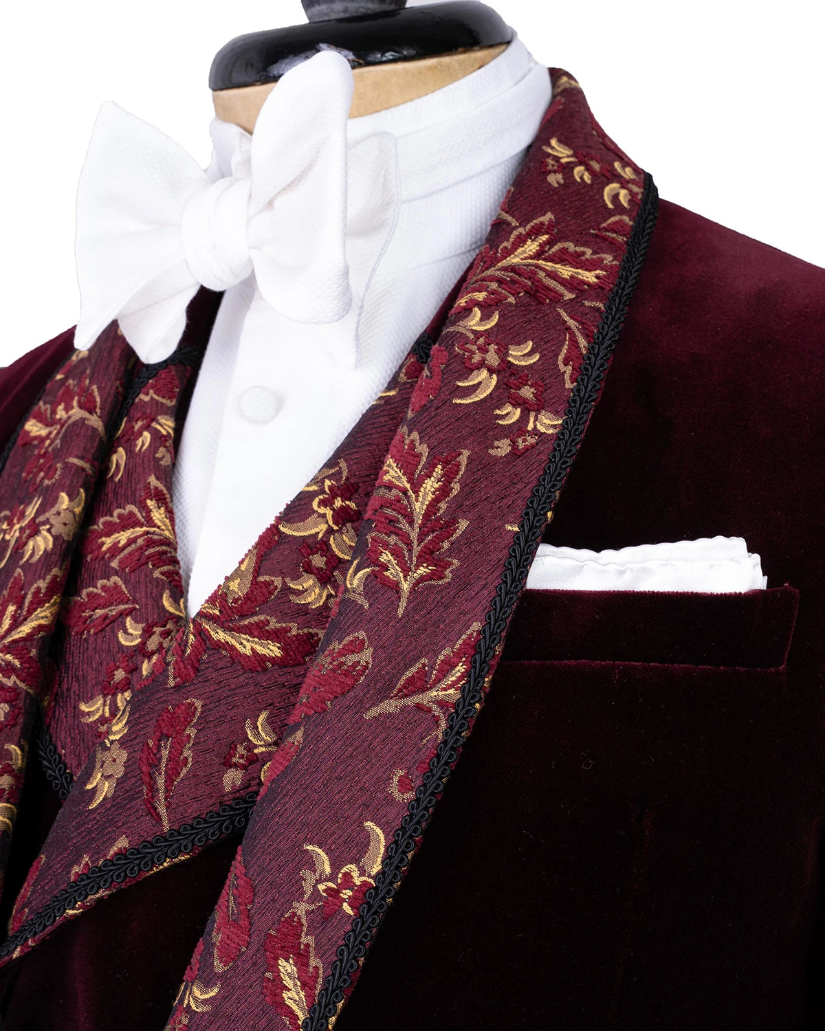 Trajes de hombre burdeos a medida, 3 piezas, blazer, chaleco, pantalón, un botón, solapa de jacquard, botones, para novio de boda, a medida, talla grande 