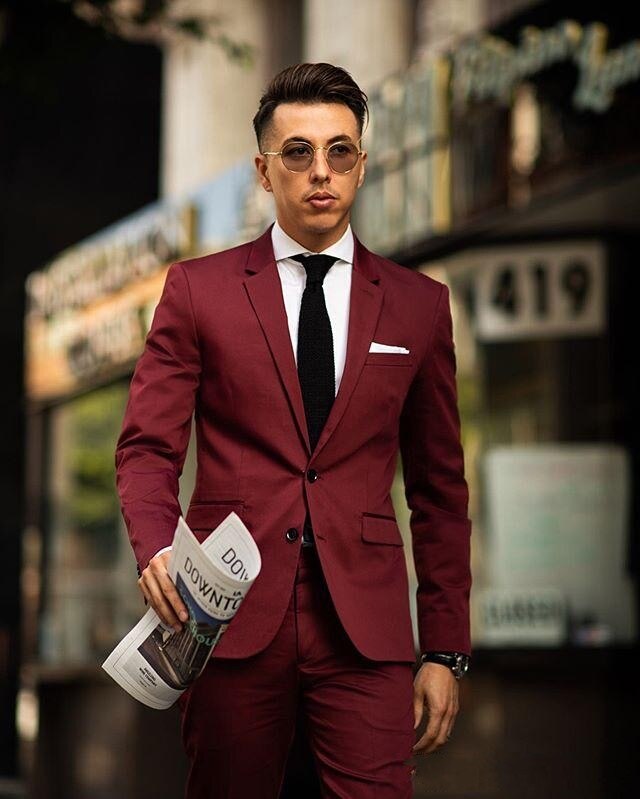Trajes de dos piezas burdeos para hombre, traje de novio, trajes de boda para los mejores hombres, trajes de novio ajustados para hombres 