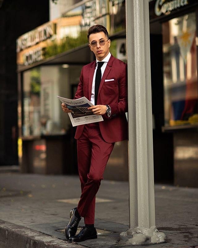 Trajes de dos piezas burdeos para hombre, traje de novio, trajes de boda para los mejores hombres, trajes de novio ajustados para hombres 
