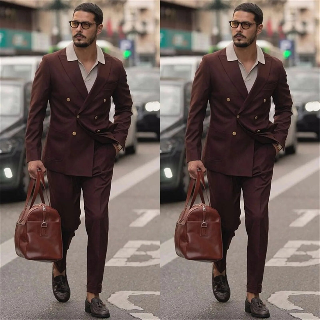Costume de mariage pour homme, coupe slim, croisé, smoking, personnalisé, ensemble 2 pièces (veste + pantalon) 