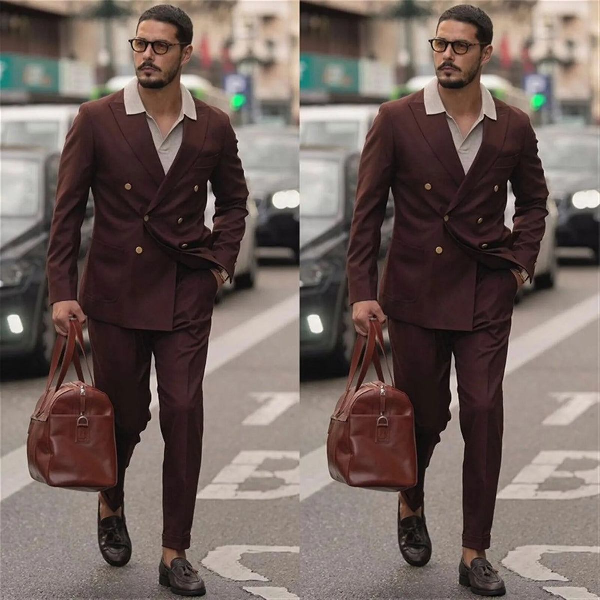 Costume de mariage pour homme, coupe slim, croisé, smoking, personnalisé, ensemble 2 pièces (veste + pantalon) 