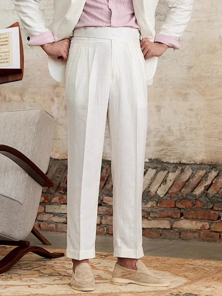 Business Casual Office Men Suits Sets British Style Single Breasted Blazers Straight Trousers Men Two Piece Set