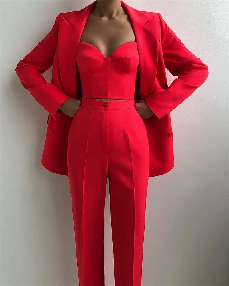 Trajes de negocios para mujer, blazer de oficina con solapa de pico, traje femenino a medida, ropa de trabajo formal, conjuntos de 3 piezas 