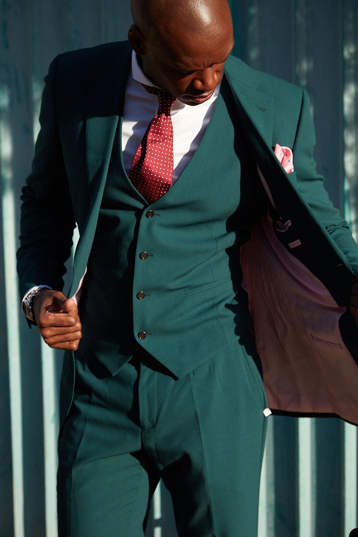 Trajes de negocios verdes para hombre, a medida, 3 piezas, abrigo, corte entallado, esmoquin, chaqueta, abrigo, novio, boda, novio, graduación, formal, a medida