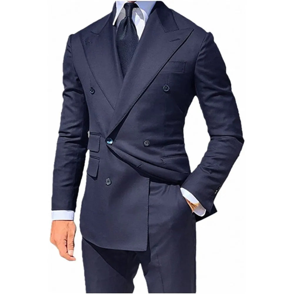 Costume 2 pièces pour homme d'affaires, smoking croisé pour banquet, bal, danse, veste, pantalon, robe de marié 