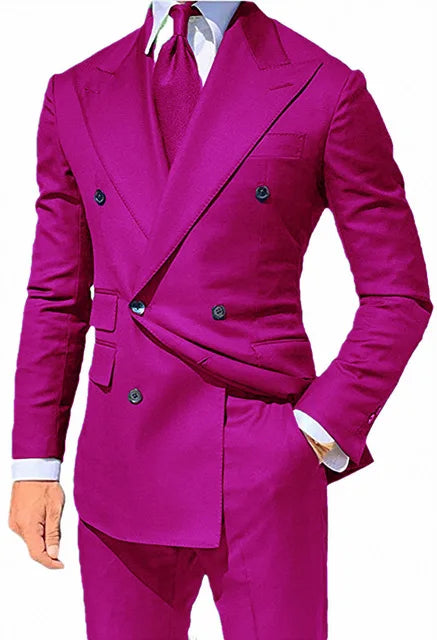 Costume 2 pièces pour homme d'affaires, smoking croisé pour banquet, bal, danse, veste, pantalon, robe de marié 