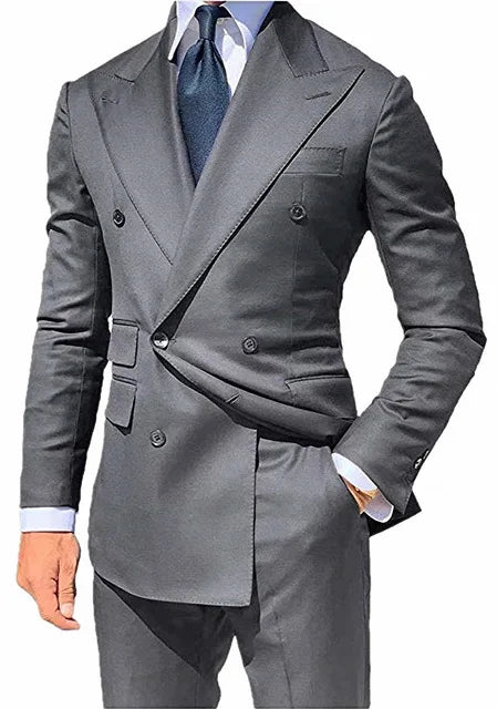 Costume 2 pièces pour homme d'affaires, smoking croisé pour banquet, bal, danse, veste, pantalon, robe de marié 