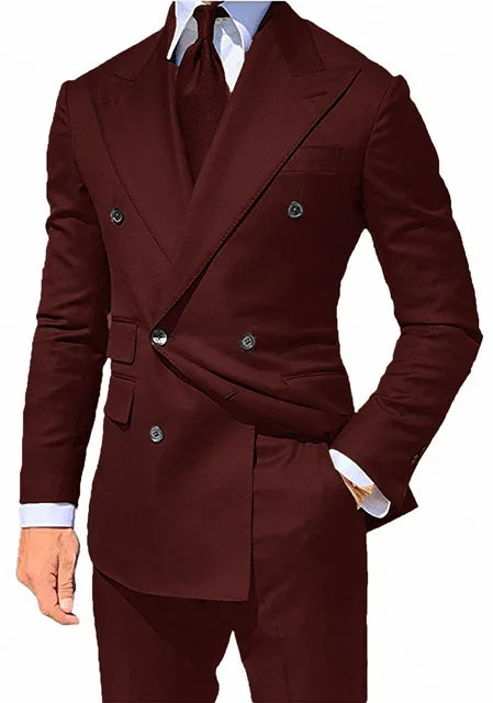 Costume 2 pièces pour homme d'affaires, smoking croisé pour banquet, bal, danse, veste, pantalon, robe de marié 