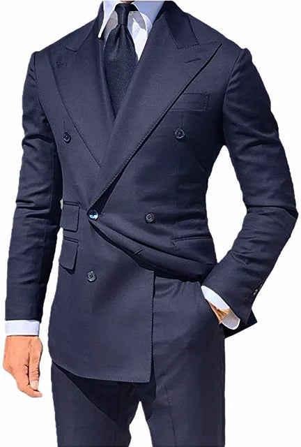 Costume 2 pièces pour homme d'affaires, smoking croisé pour banquet, bal, danse, veste, pantalon, robe de marié 