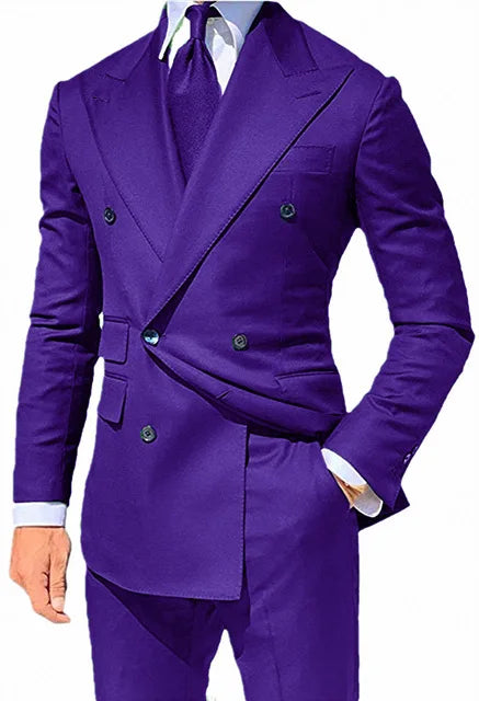 Costume 2 pièces pour homme d'affaires, smoking croisé pour banquet, bal, danse, veste, pantalon, robe de marié 