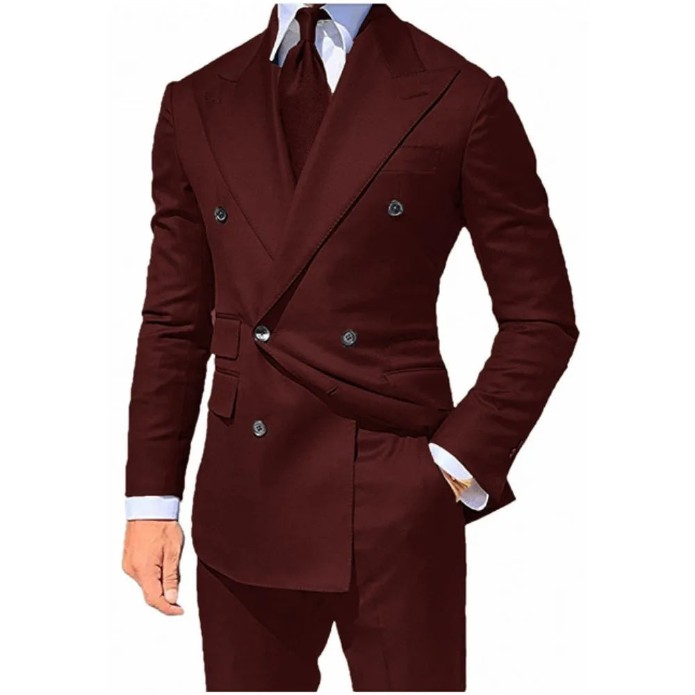 Costume 2 pièces pour homme d'affaires, smoking croisé pour banquet, bal, danse, veste, pantalon, robe de marié 