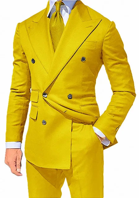 Costume 2 pièces pour homme d'affaires, smoking croisé pour banquet, bal, danse, veste, pantalon, robe de marié 