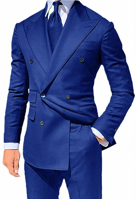 Costume 2 pièces pour homme d'affaires, smoking croisé pour banquet, bal, danse, veste, pantalon, robe de marié 