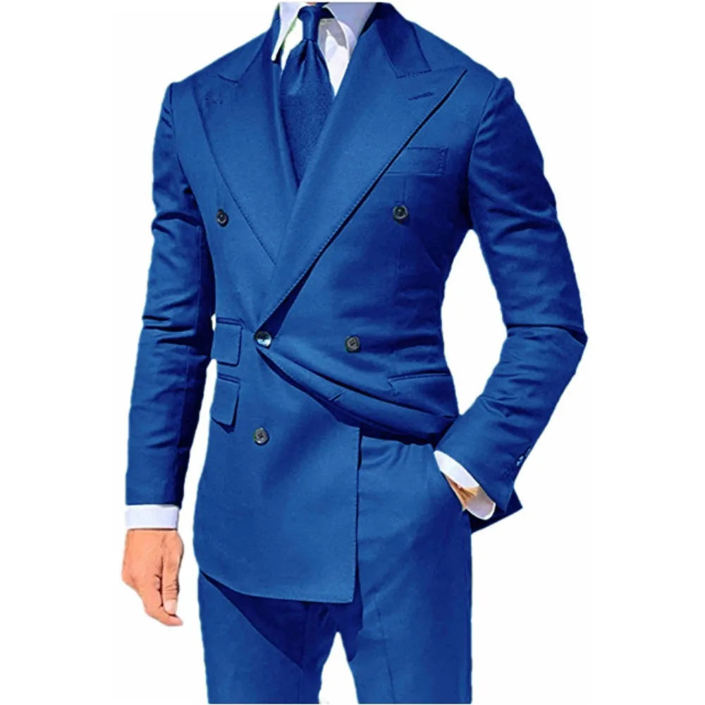 Costume 2 pièces pour homme d'affaires, smoking croisé pour banquet, bal, danse, veste, pantalon, robe de marié 