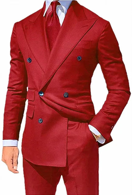 Costume 2 pièces pour homme d'affaires, smoking croisé pour banquet, bal, danse, veste, pantalon, robe de marié 