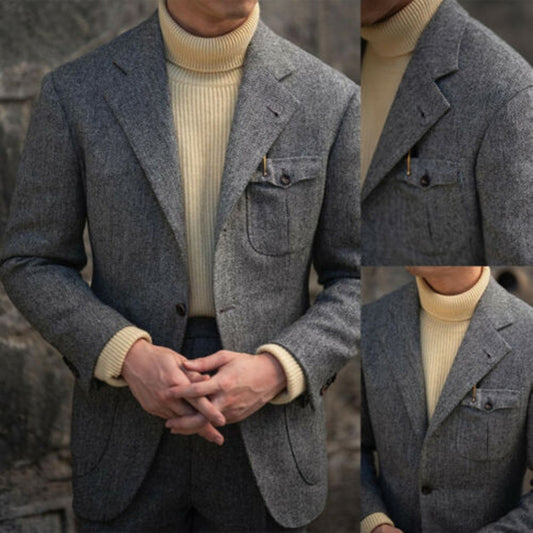Business Men Suits Blazer Woolen Wedding Coats Tuxedo Jacket Overcoat Tailored Custom 2Pcs Formal Business Daily