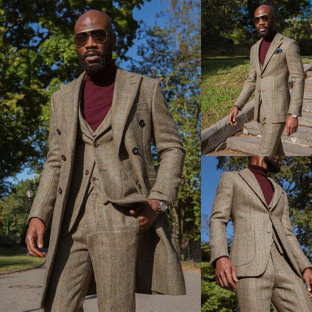 Costumes pour hommes d'affaires Slim Fit Tuxedo Veste Manteaux sur mesure 4 pièces Blazer Gilet Manteau Pantalon Marié Mariage Bal Formel Sur mesure 
