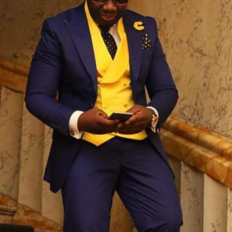 Costume homme d'affaires slim fit smoking de mariage pour garçons d'honneur 3 pièces veste gilet avec pantalon costume de bureau mode masculine