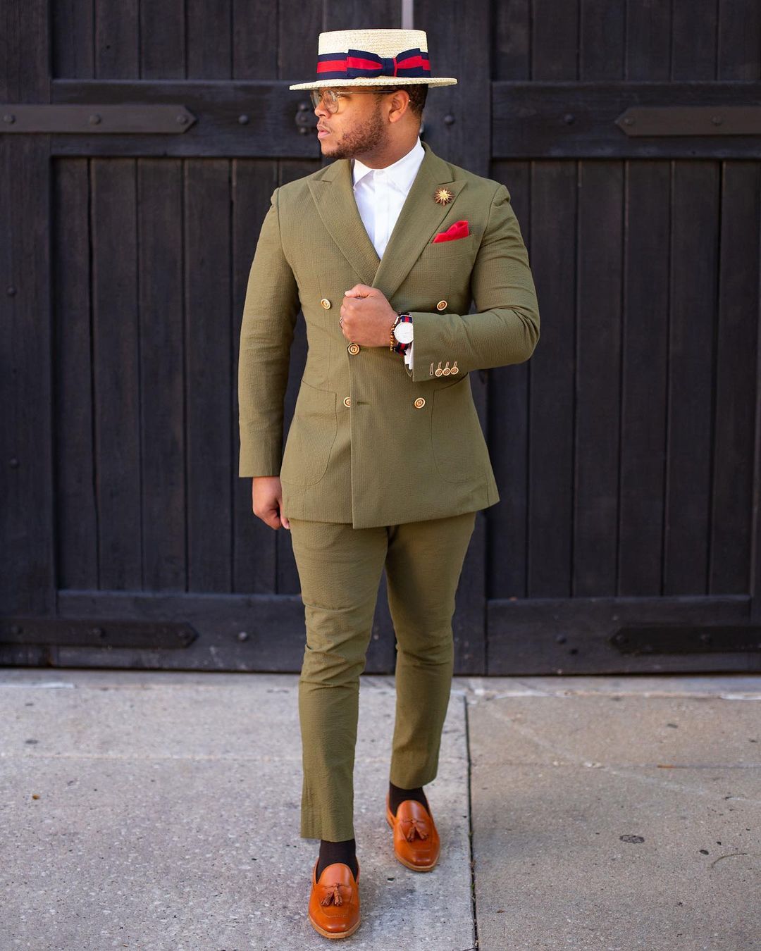 Business Olive Green British men Pants Suits Plus Size Groom Wedding Prom Party Blazer Overcoat ( Jacket+Pants)