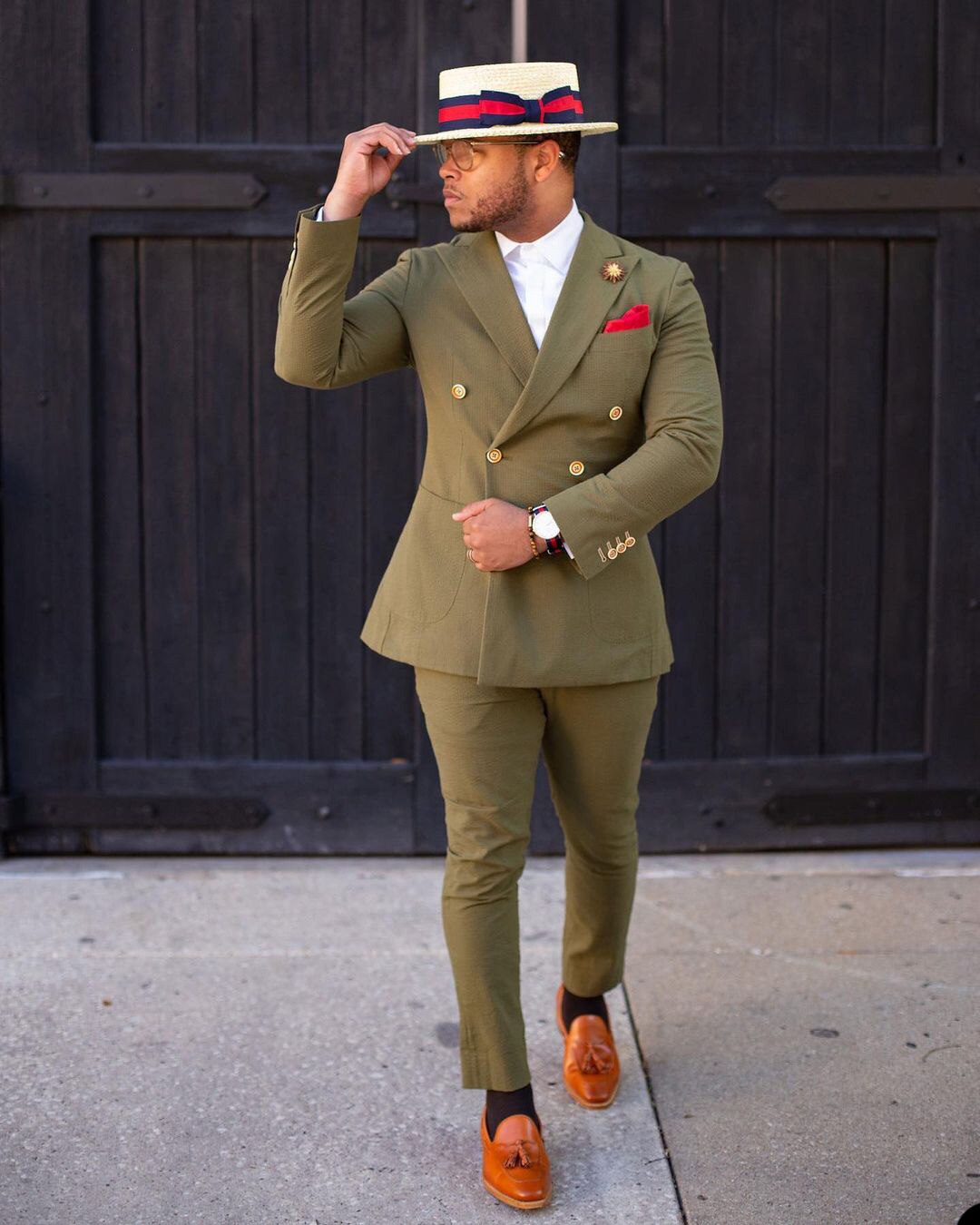 Business Olive Green British men Pants Suits Plus Size Groom Wedding Prom Party Blazer Overcoat ( Jacket+Pants)
